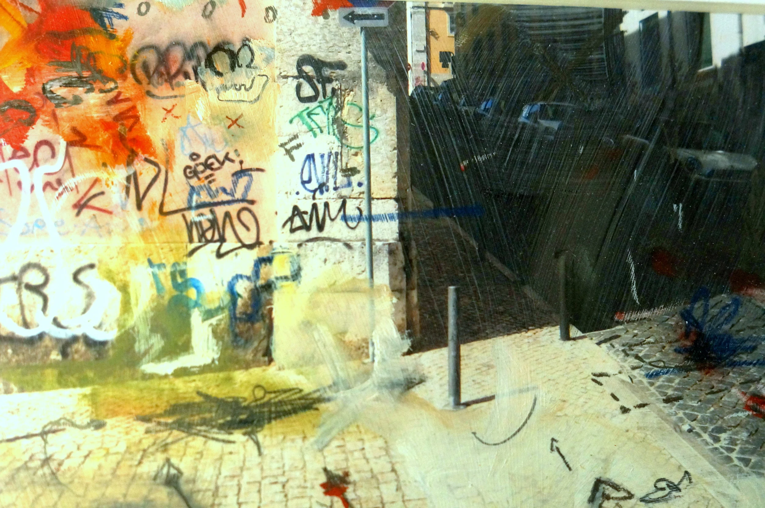   Boavista 8"x10" &nbsp;&nbsp;  Oil, pencil, spray-paint on paper &nbsp; 2013  SOLD           