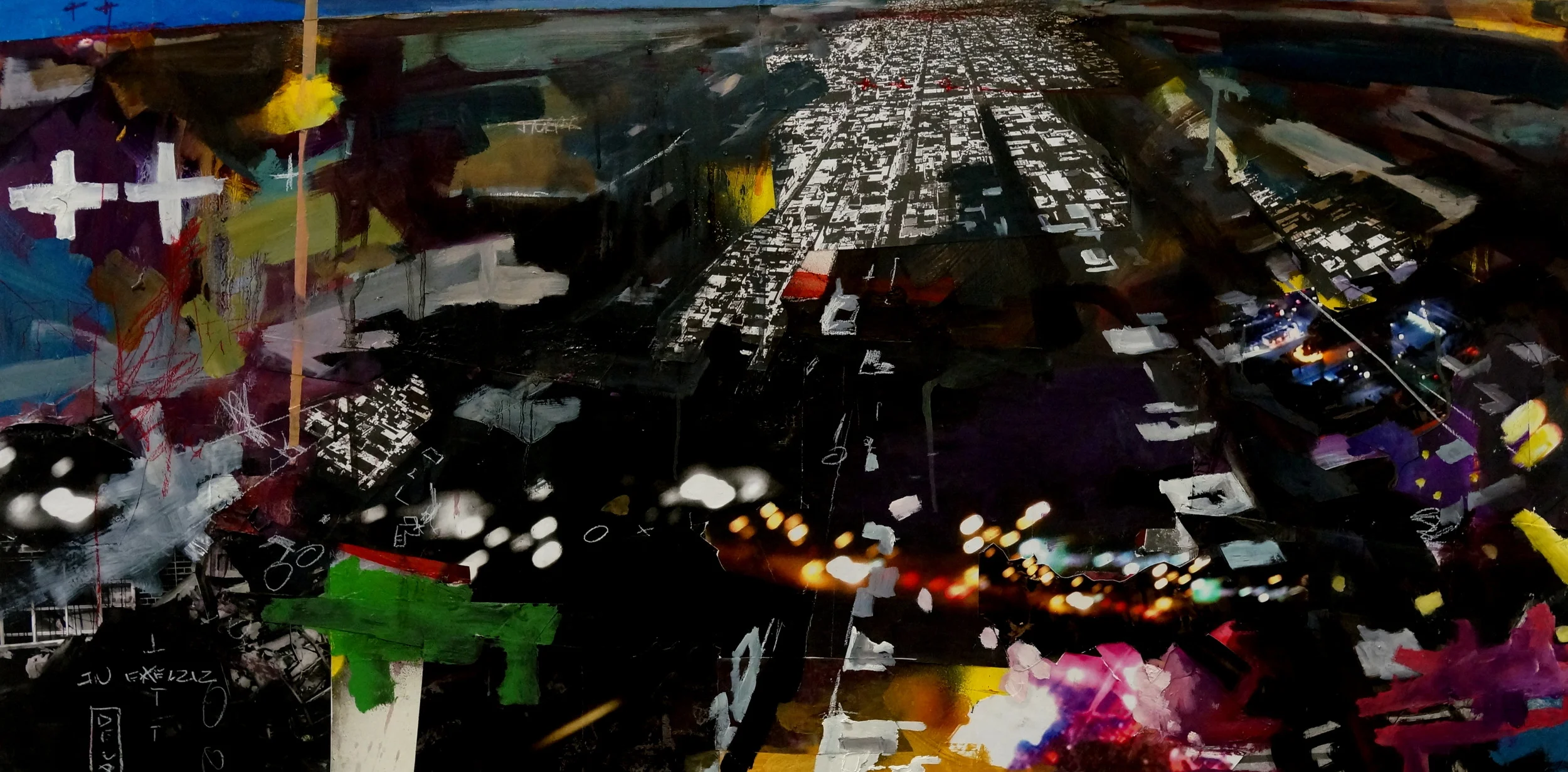   The Struggle/ The Dream   (Diptych)  24" x 96" Mixed Media on Board 2015 