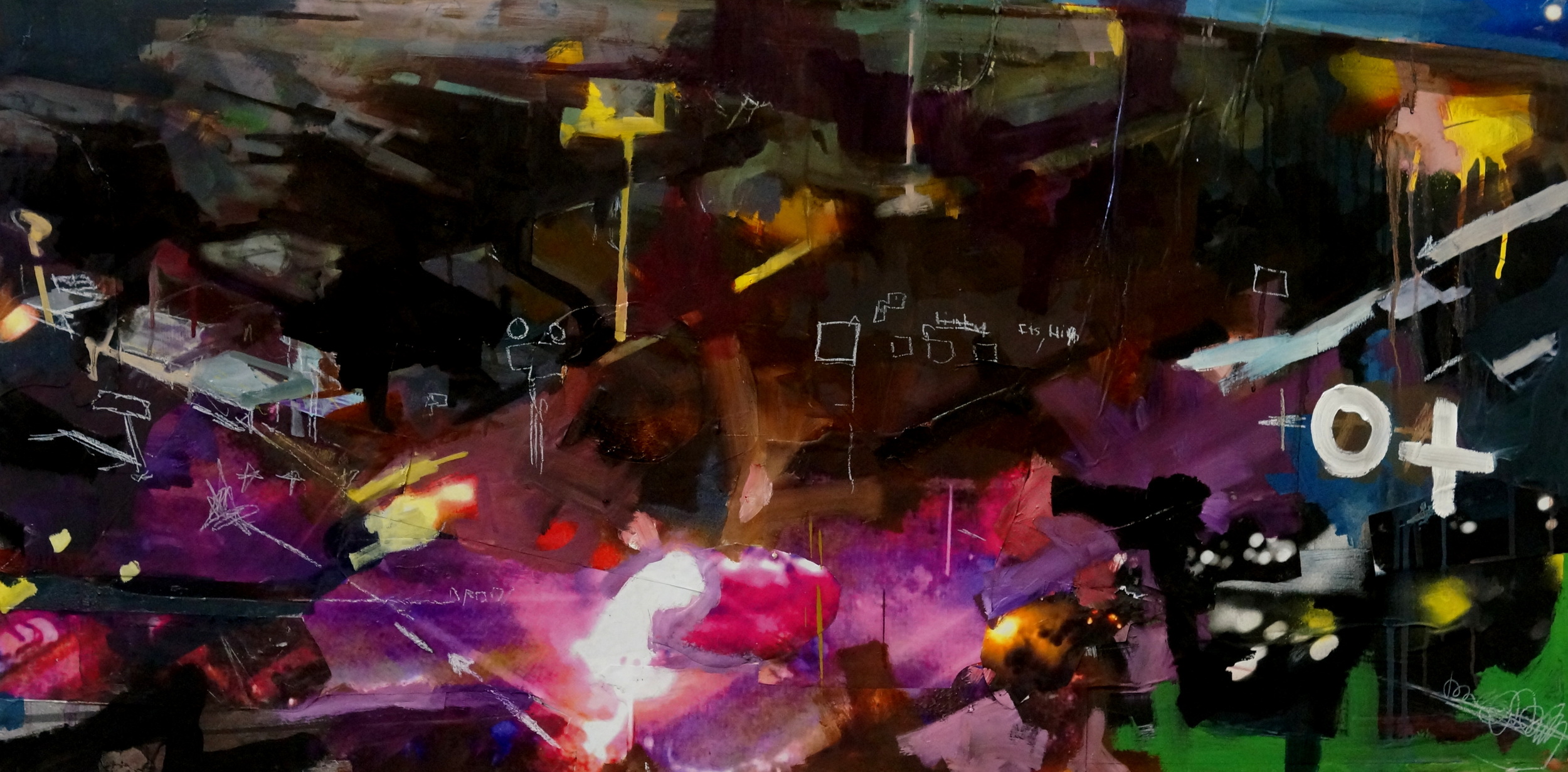   The Struggle/ The Dream   (Diptych)  24" x 96" Mixed Media on Board 2015 