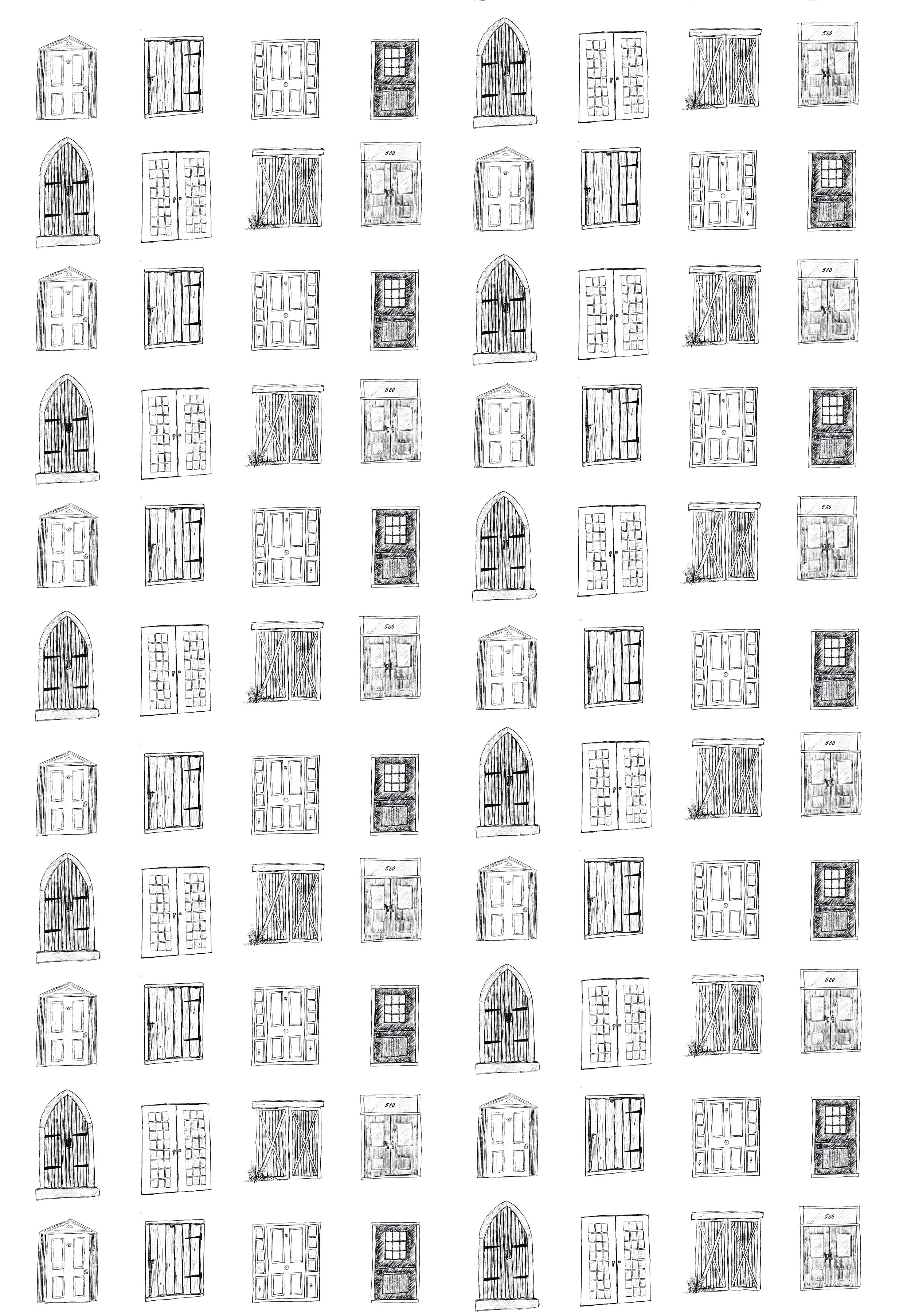 Wrapping Paper print with doors pattern