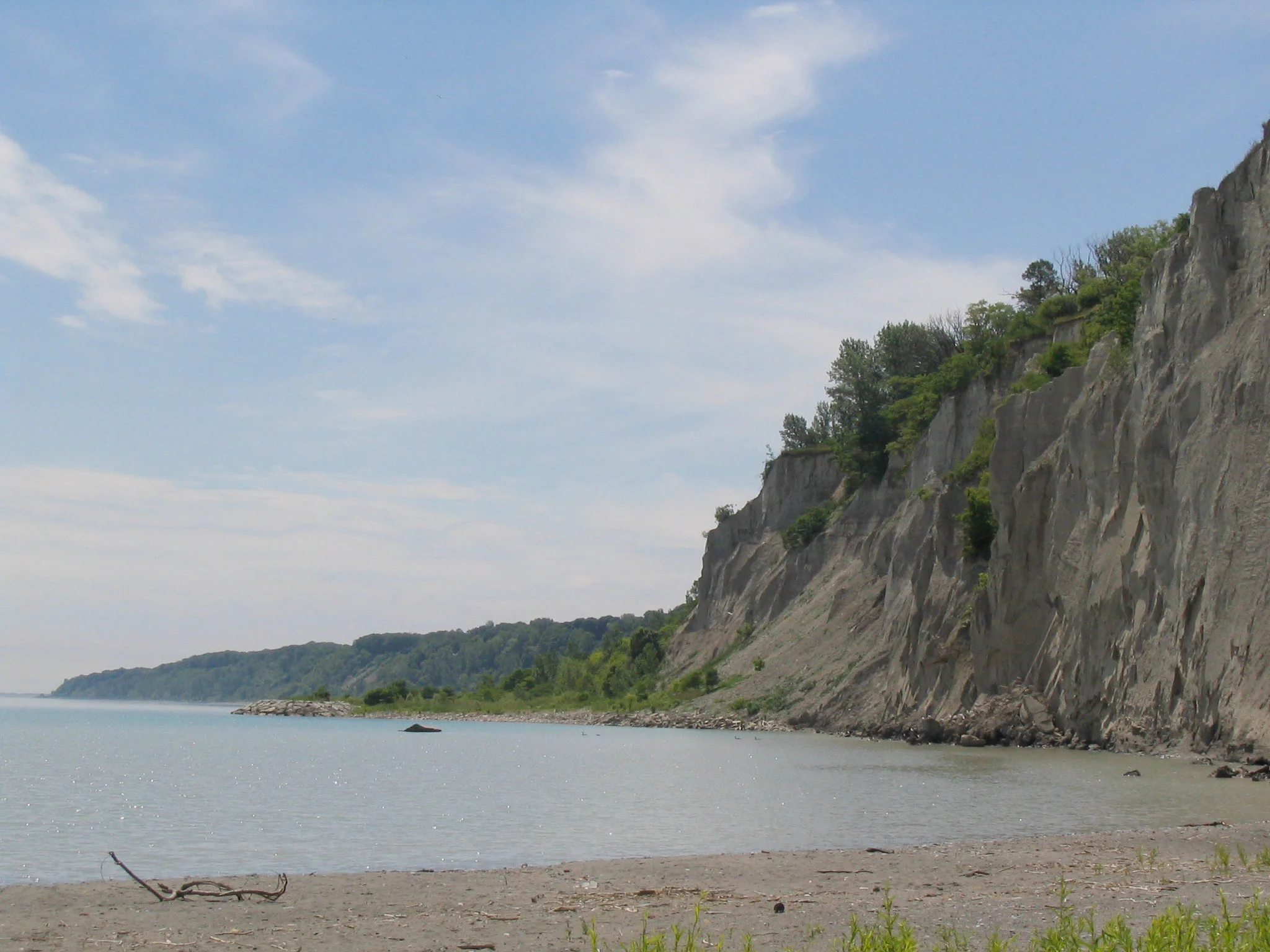 View of the bluffs on a summer day. (Photo via Lake Ontario Waterkeeper)