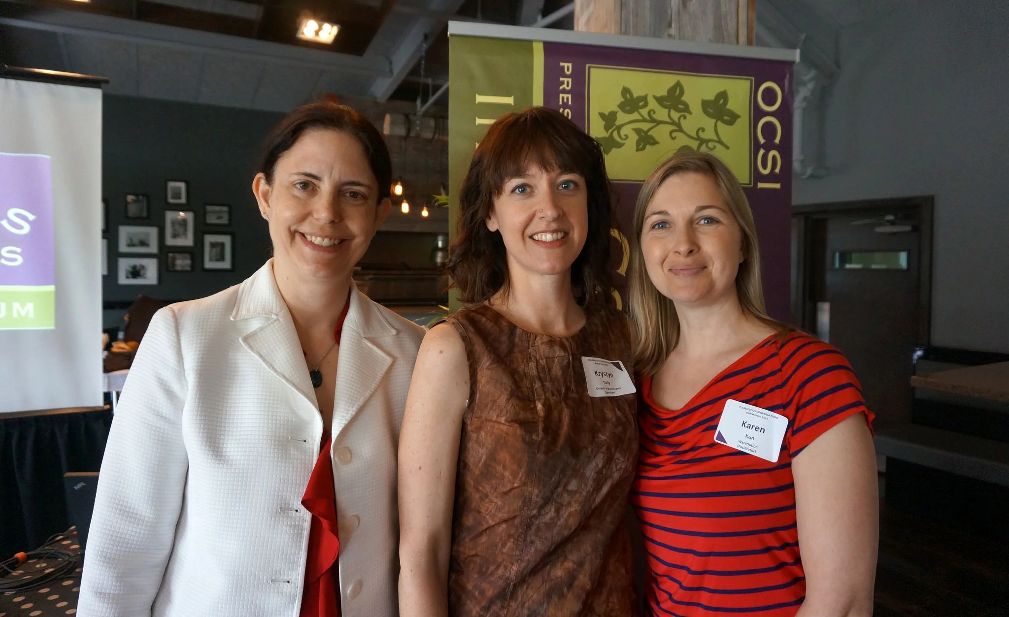 Left to right: OCSI's Dr. Darla Campbell, Waterkeeper's Krystyn Tully, and Waterlution's Karen Kun. (Photo by Lake Ontario Waterkeeper)