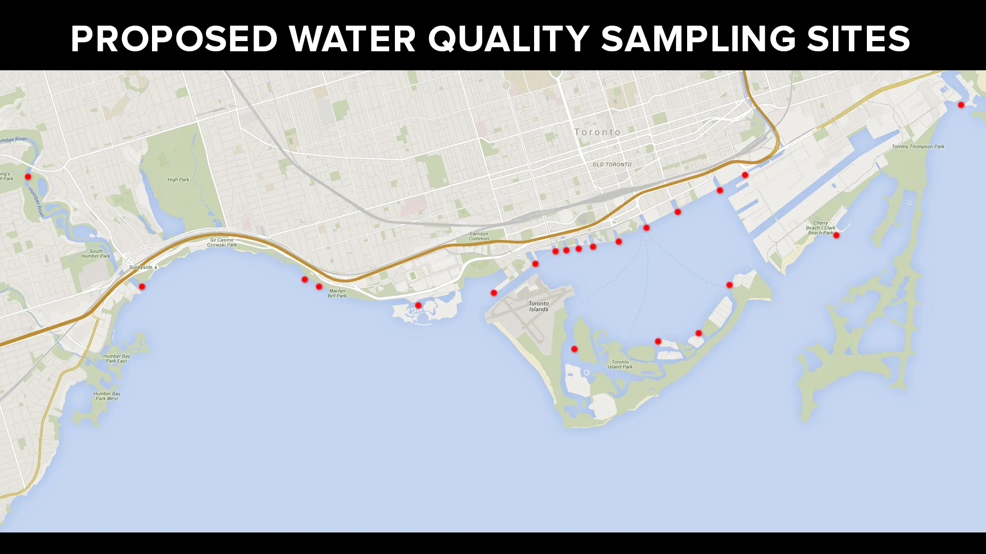 The areas Waterkeeper aims to collect water quality samples from with the Angus Bruce . (Image via Lake Ontario Waterkeeper)