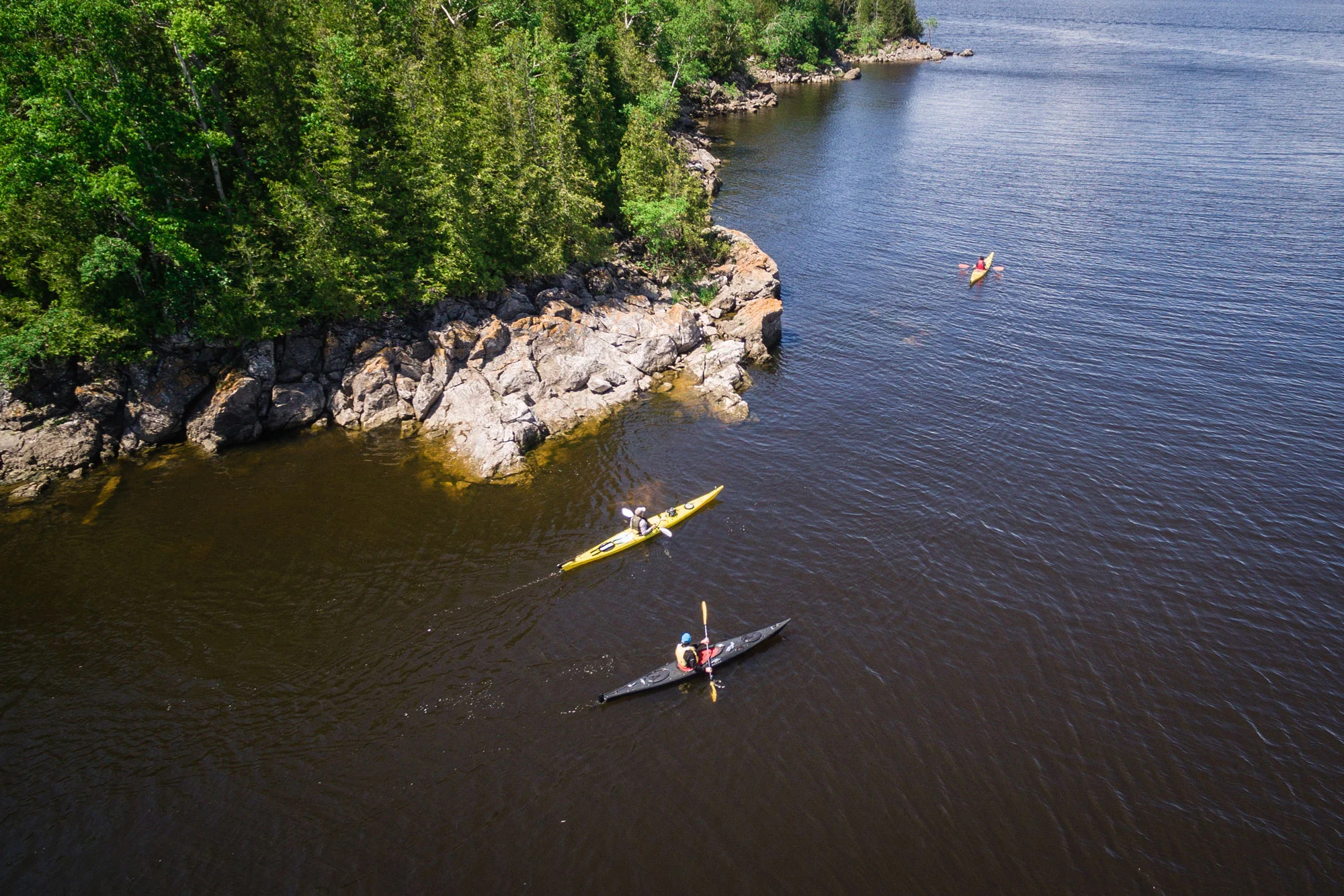 Waterkeeper Mark Mattson and writer, Joseph Boyden paddling on the Kennebecasis River. (Photo by Dylan Neild)