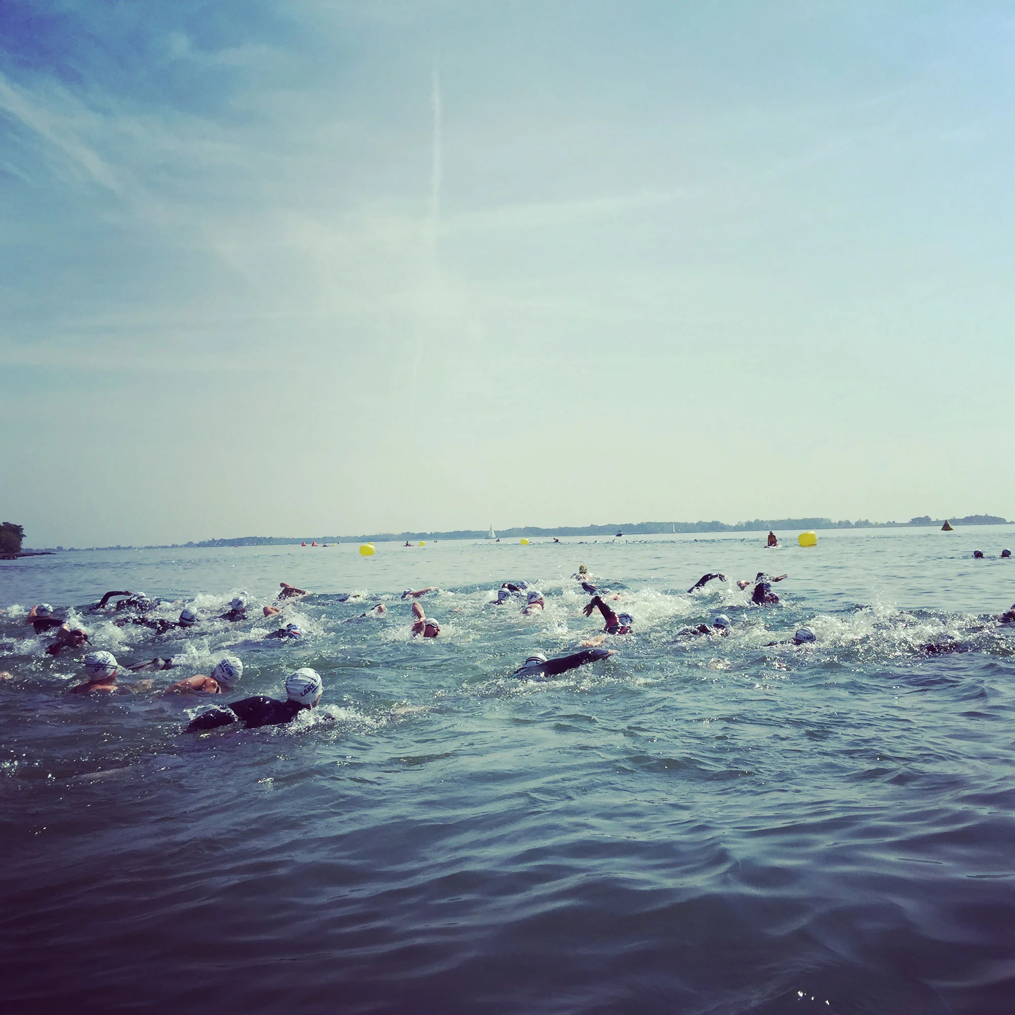 Swimmers from 2015 Toronto Island Lake Swim. (Photo via Lake Ontario Waterkeeper )