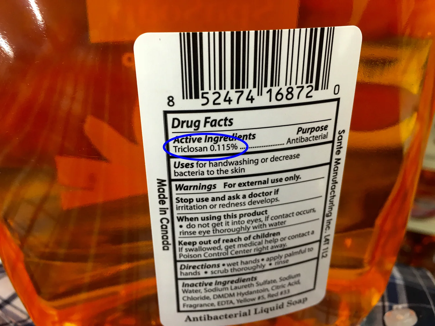 Considered toxic, triclosan is a synthetic chemical that is often found in consumer products and washing into waterways. (Photo by Mike Mozart )