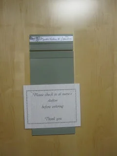 When we told the nurses that we were using HypnoBabies for a natural birth, they put this sign on the door to tell visitors that they needed to check with them before entering. Very nice.
