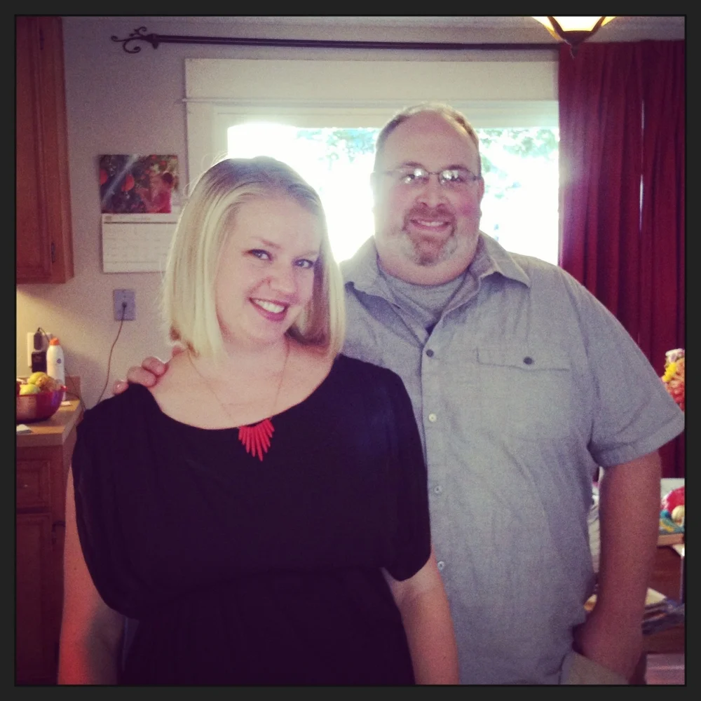 Here I am with my husby, "not in labor" the day before my due date. It was fun talking the wait staff at the restaurant: "When are you due?" "Tomorrow" "Oh...that sounds about right."