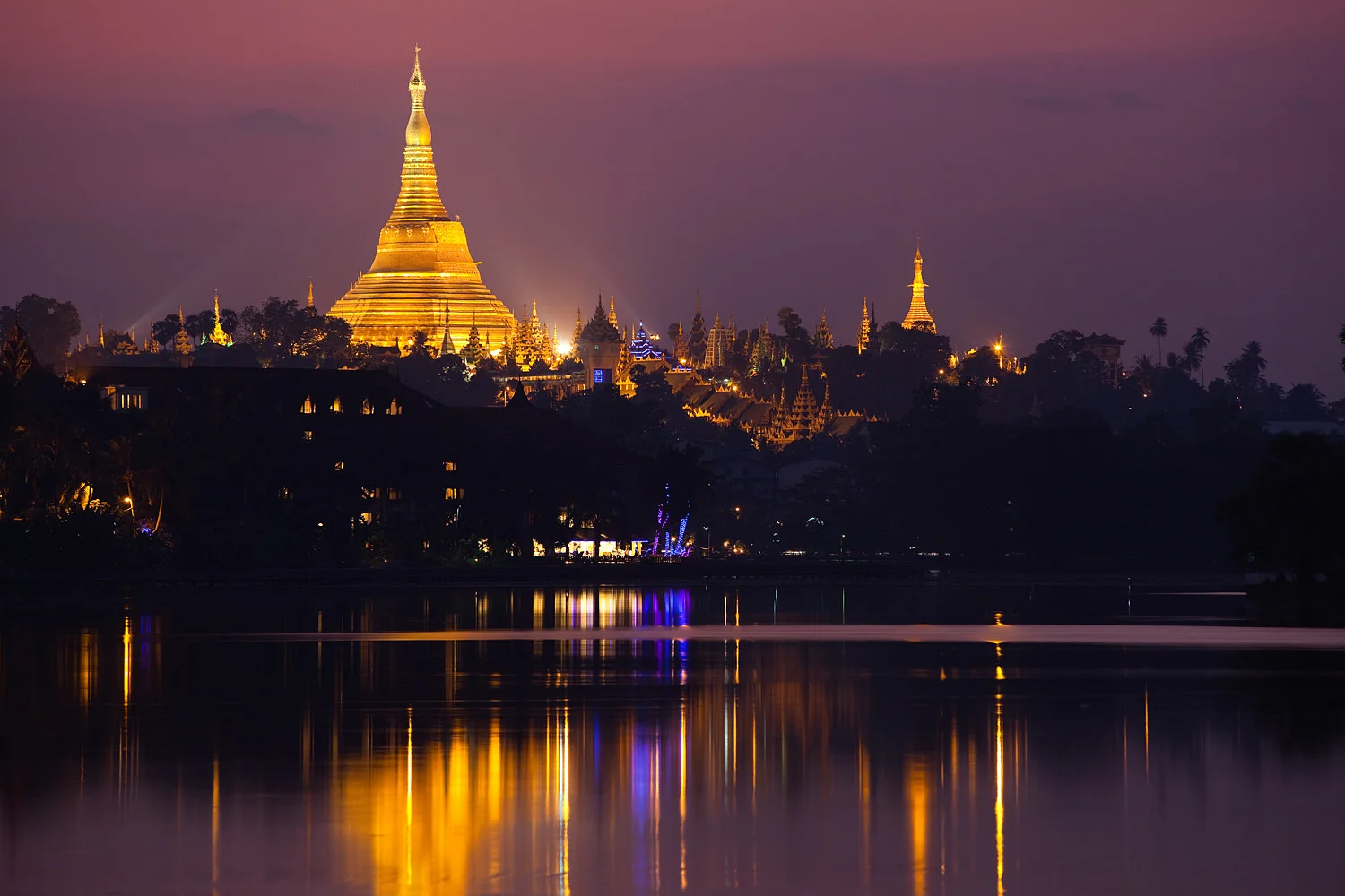 Schwedagon reflection, Yangon, Myanmar