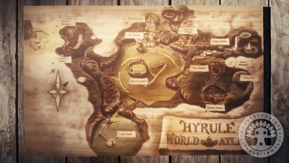 The Legend Of Zelda Ocarina Of Time Map Of Hyrule Woodblock Art Clubhouse Collective The Legend Of Zelda Ocarina Of Time Map Of Hyrule Woodblock Art Clubhouse Collective