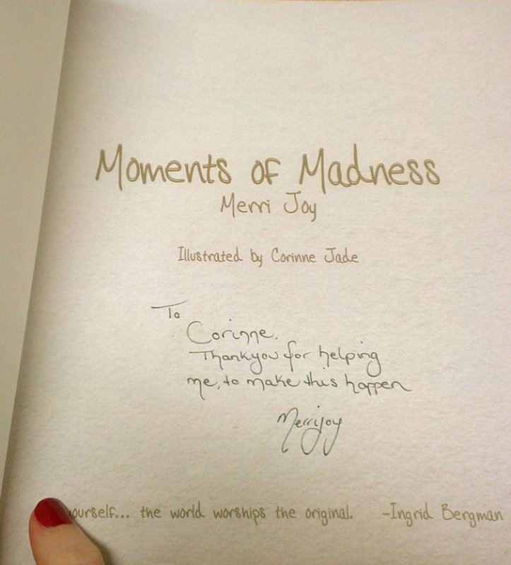 "Moments of Madness" thank you from Author Merri Joy. ~ Corinne Jade, ClubHouse Collective