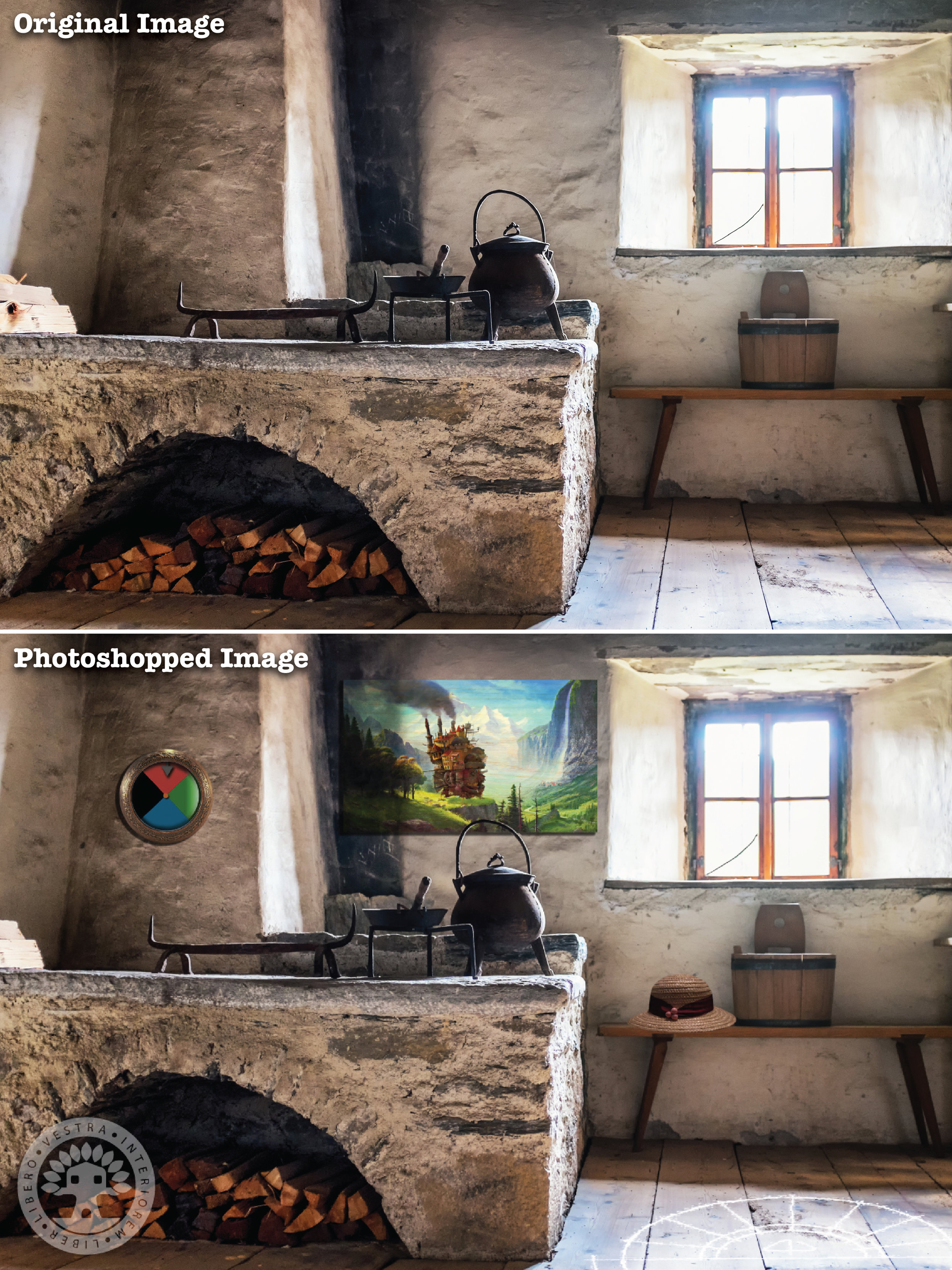 "Howl's Kitchen" before and after Photoshop . ~ Corinne Jade, ClubHouse Collective