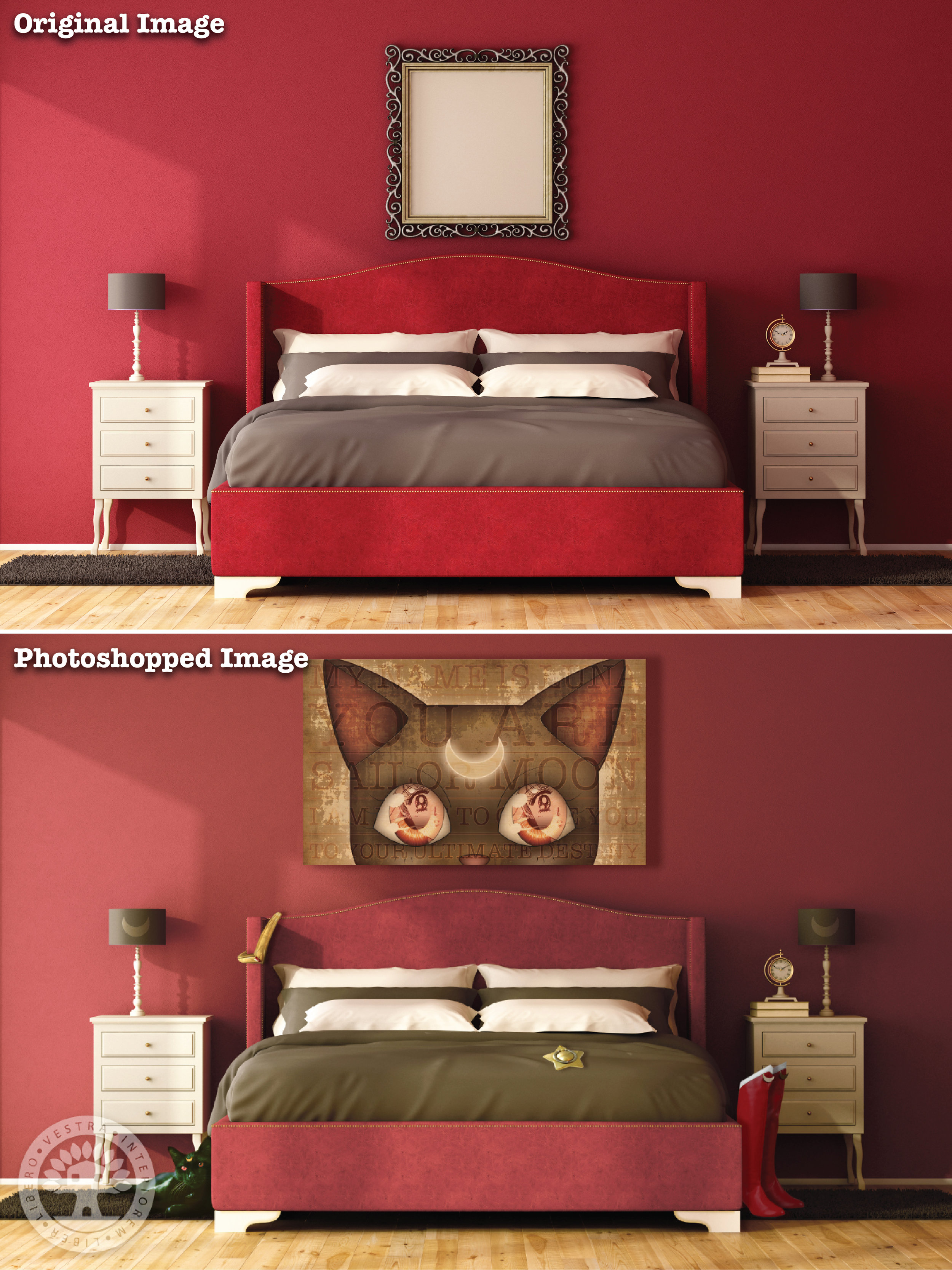 "Usagi's Room" before and after Photoshop . ~ Corinne Jade, ClubHouse Collective