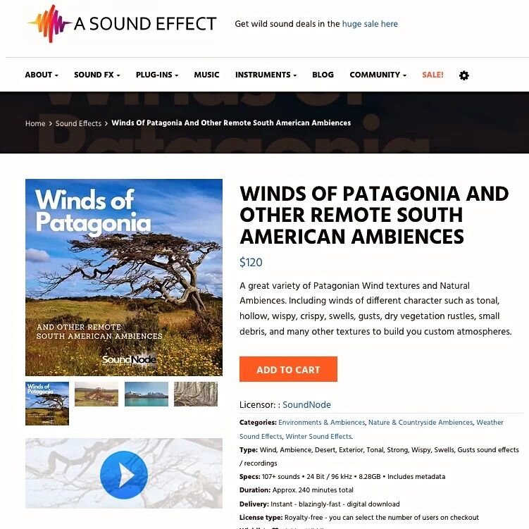Our new sound library of Winds Of Patagonia And Other South American Ambience is out now to buy in @asoundeffect_ 🔥💨🍃💨 

It's a brilliant compilation of sounds from all over the remote landscapes of South America, especially the vast Patagonian r