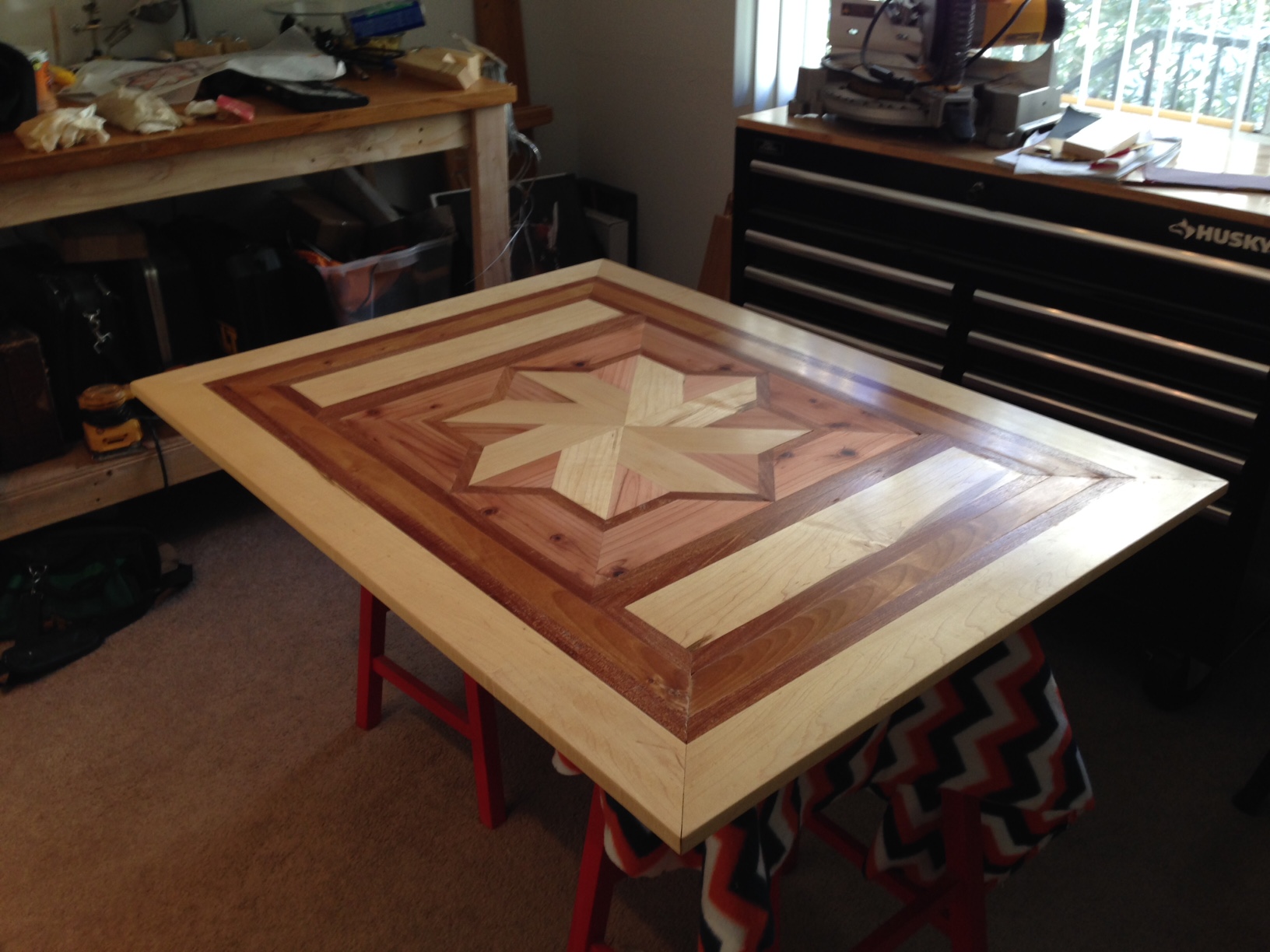With the paste wax on. This is currently where the table is.