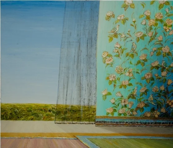 Flowers and Birds(turquoise) - Fleurs et Oiseaux(turquoise), 2010, 60x70cm, oil on canvas - huile sur toile, sold - vendu