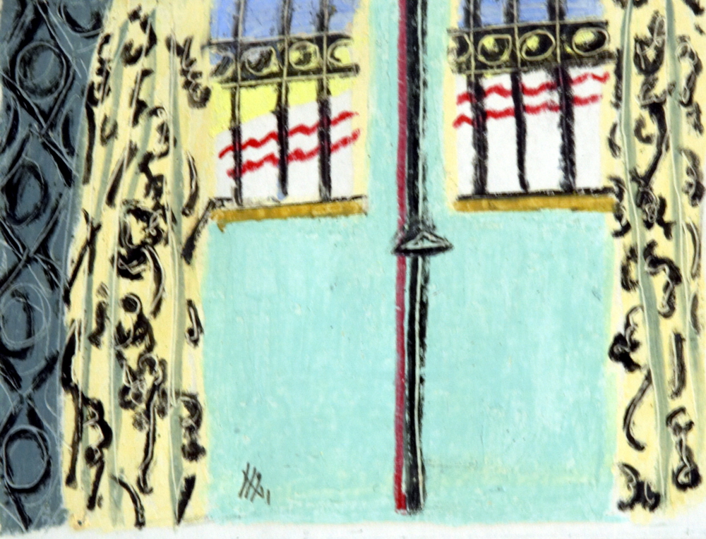 Yellow Curtains-Rideaux Jaunes, 1996, 25x35 cm, oil pastel on papier-pastel gras sur papier, sold-vendu