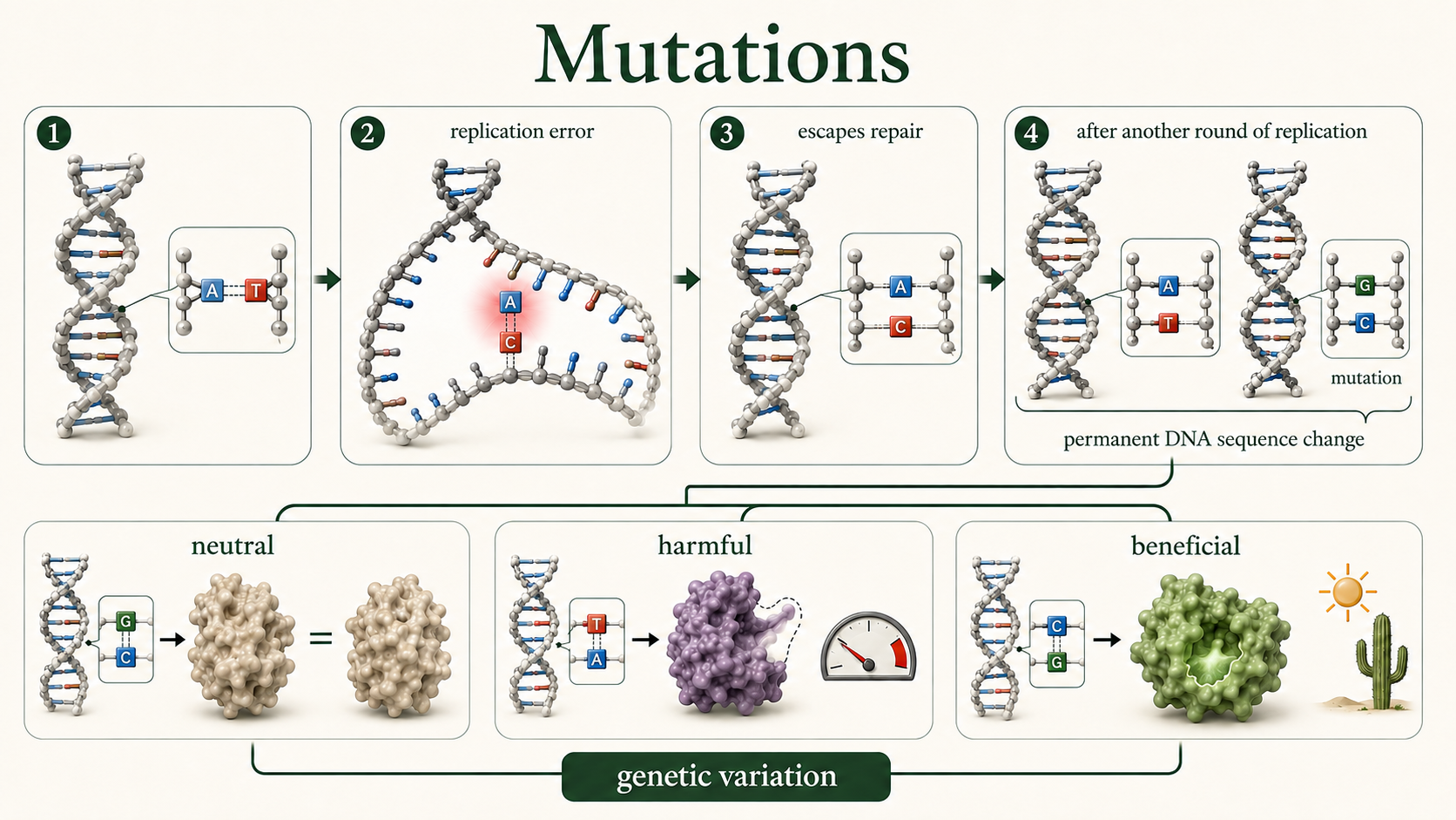 An uncorrected DNA mismatch becomes a stable base-pair substitution after the next round of replication.