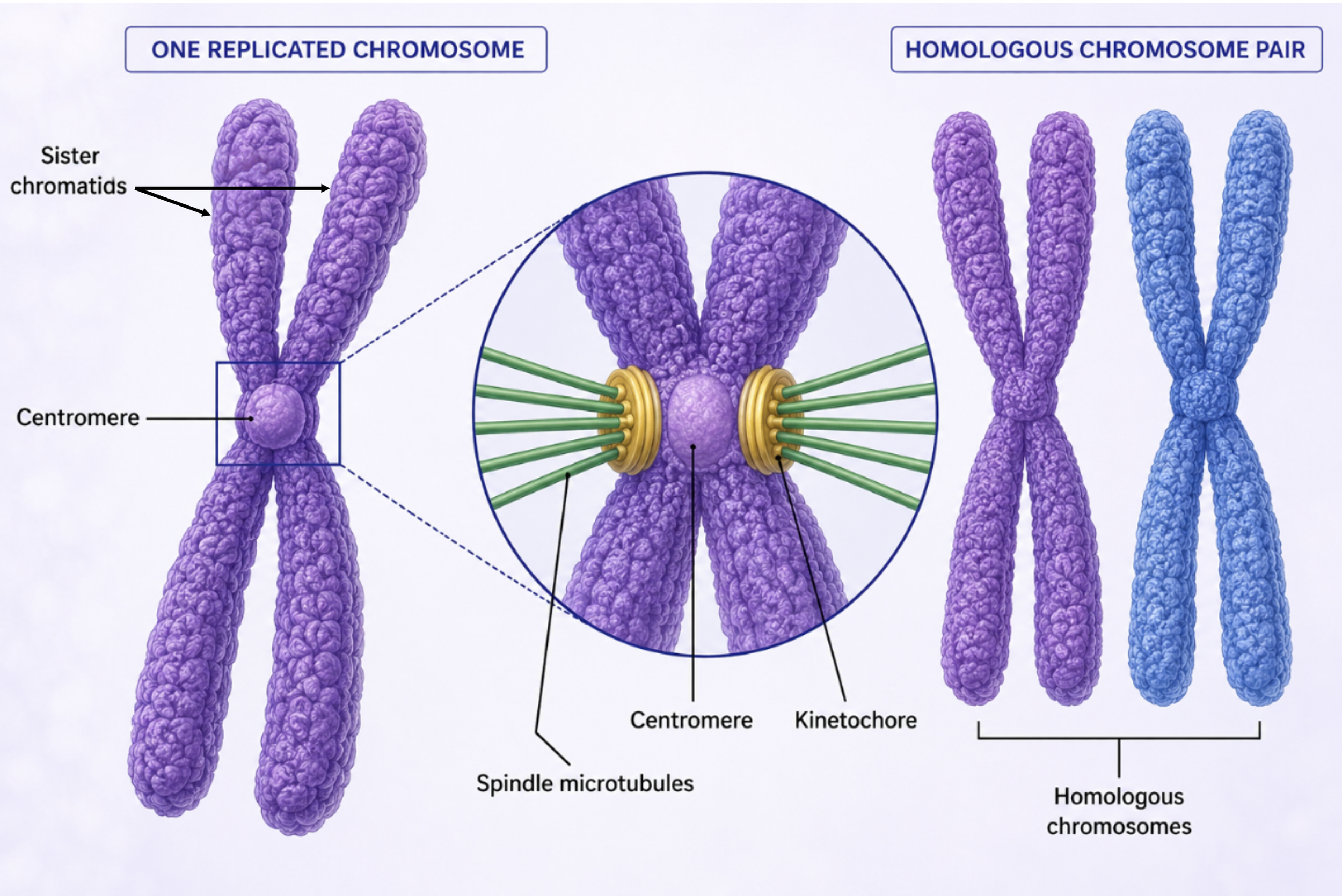 During mitosis, chromatin condenses into chromosomes composed of two sister chromatids joined at the centromere. Kinetochores assembled at the centromere serve as attachment sites for spindle microtubules.