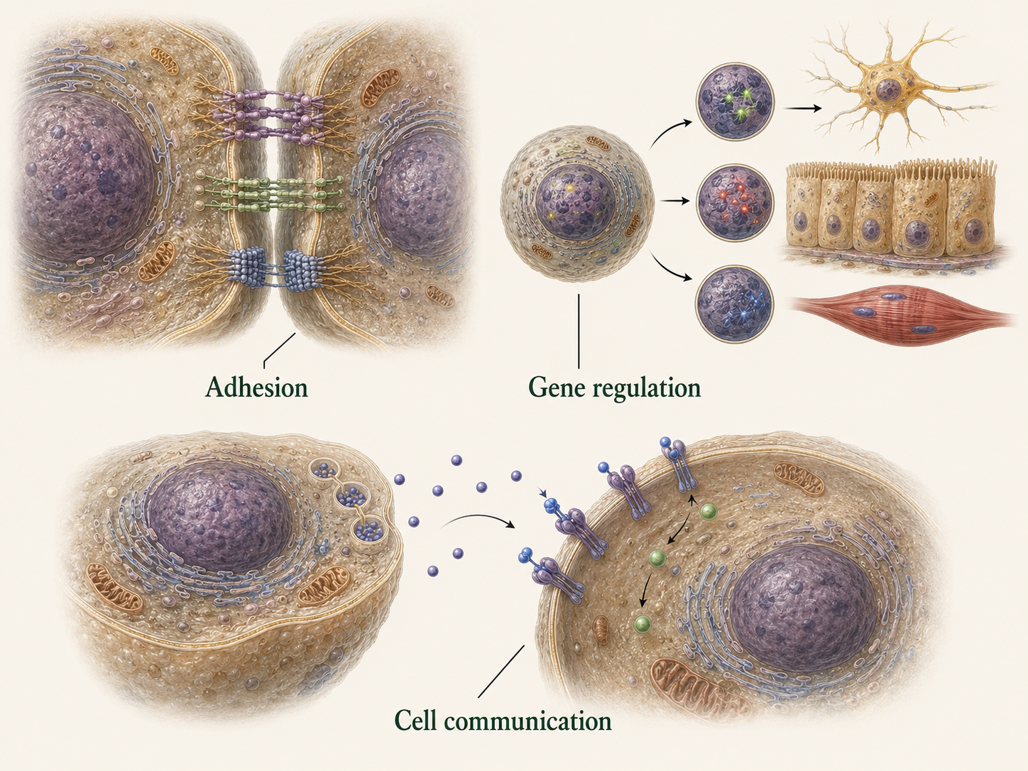 Adhesion, signaling, gene regulation, and extracellular-matrix toolkits converge on animal multicellularity. Alternative trees show ctenophore-first and sponge-first hypotheses; choanoflagellates remain outside Animalia.