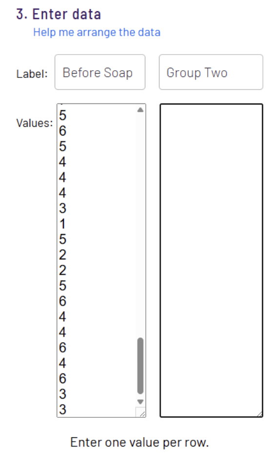 showing how to input data by pasting into the before soap column