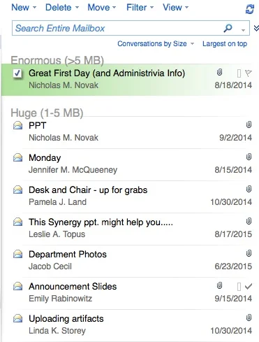 Making Room in your Email Inbox