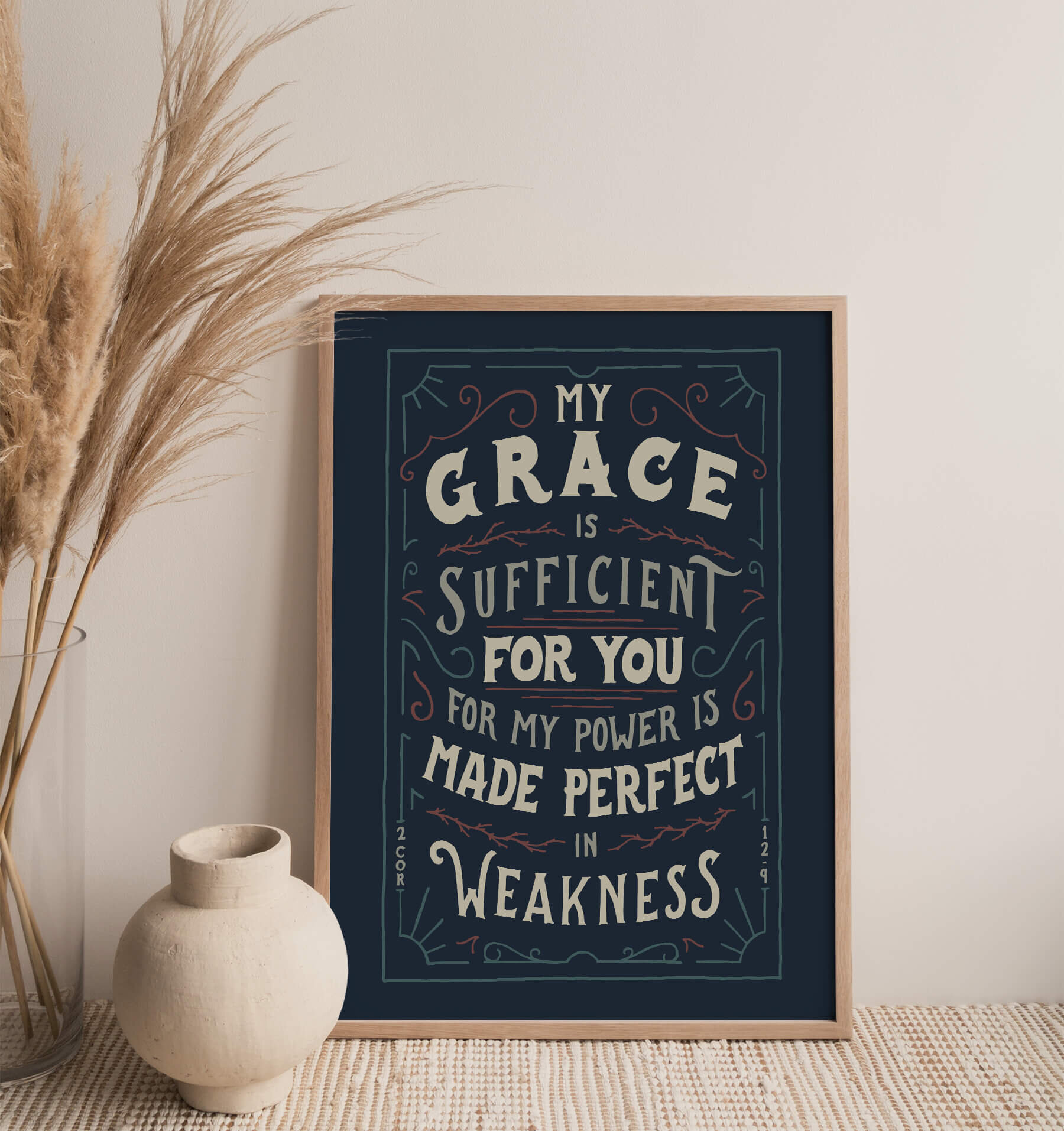 2 Corinthians 129 Scripture Art Print My Grace is Sufficient