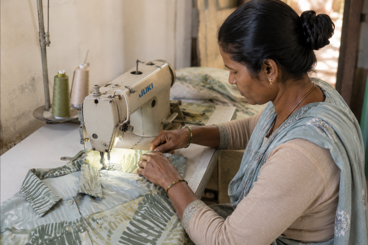 Artisan makers working together in a textile studio