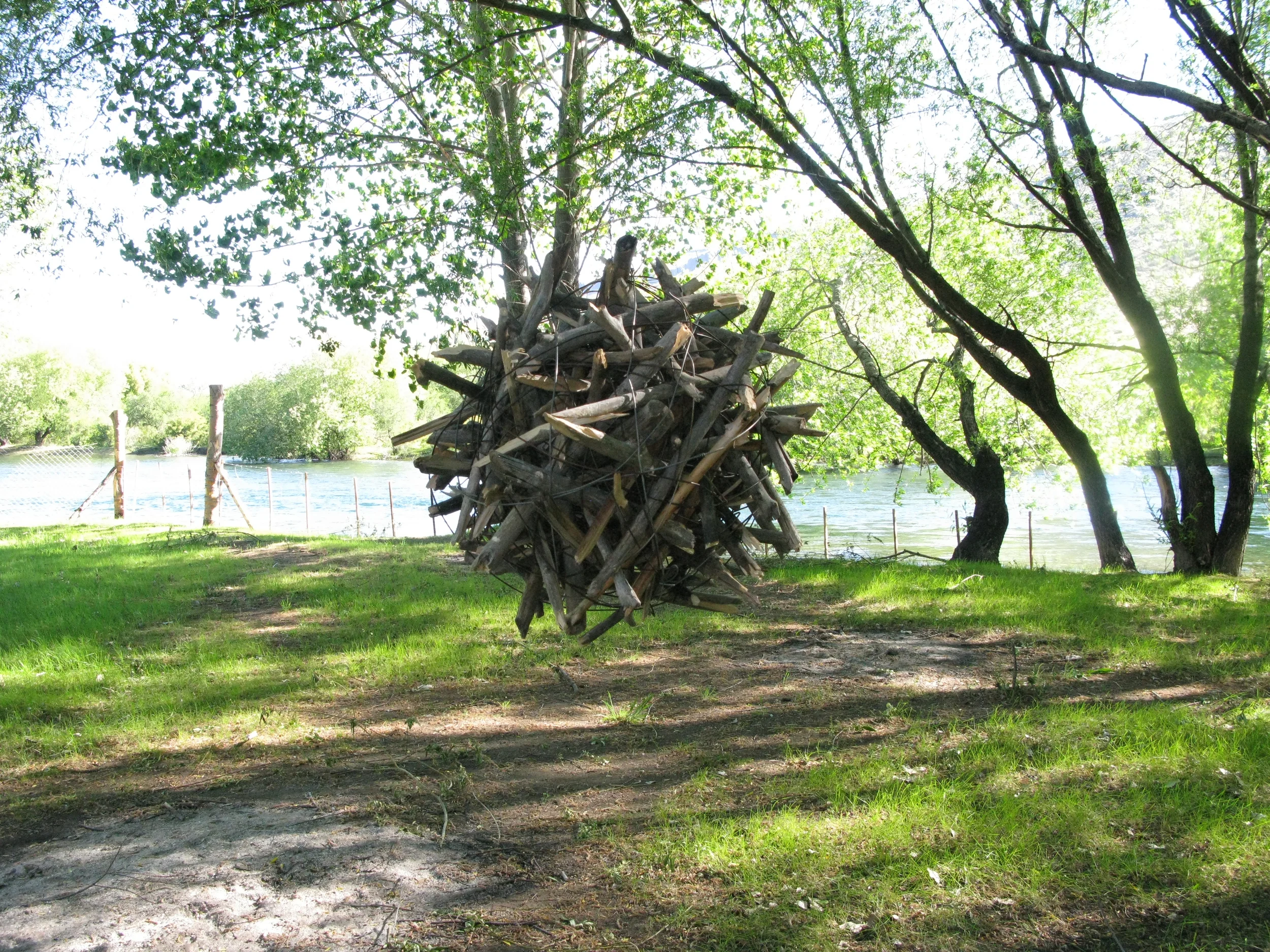  This sculpture was built in 2009 in Villa Llanquin Patagonia Argentina, a place I call &quot;sanatorium&quot;. A place with internet, TV and very little electricity. A perfect place to create environmental art. This one is made of old wooden fence p