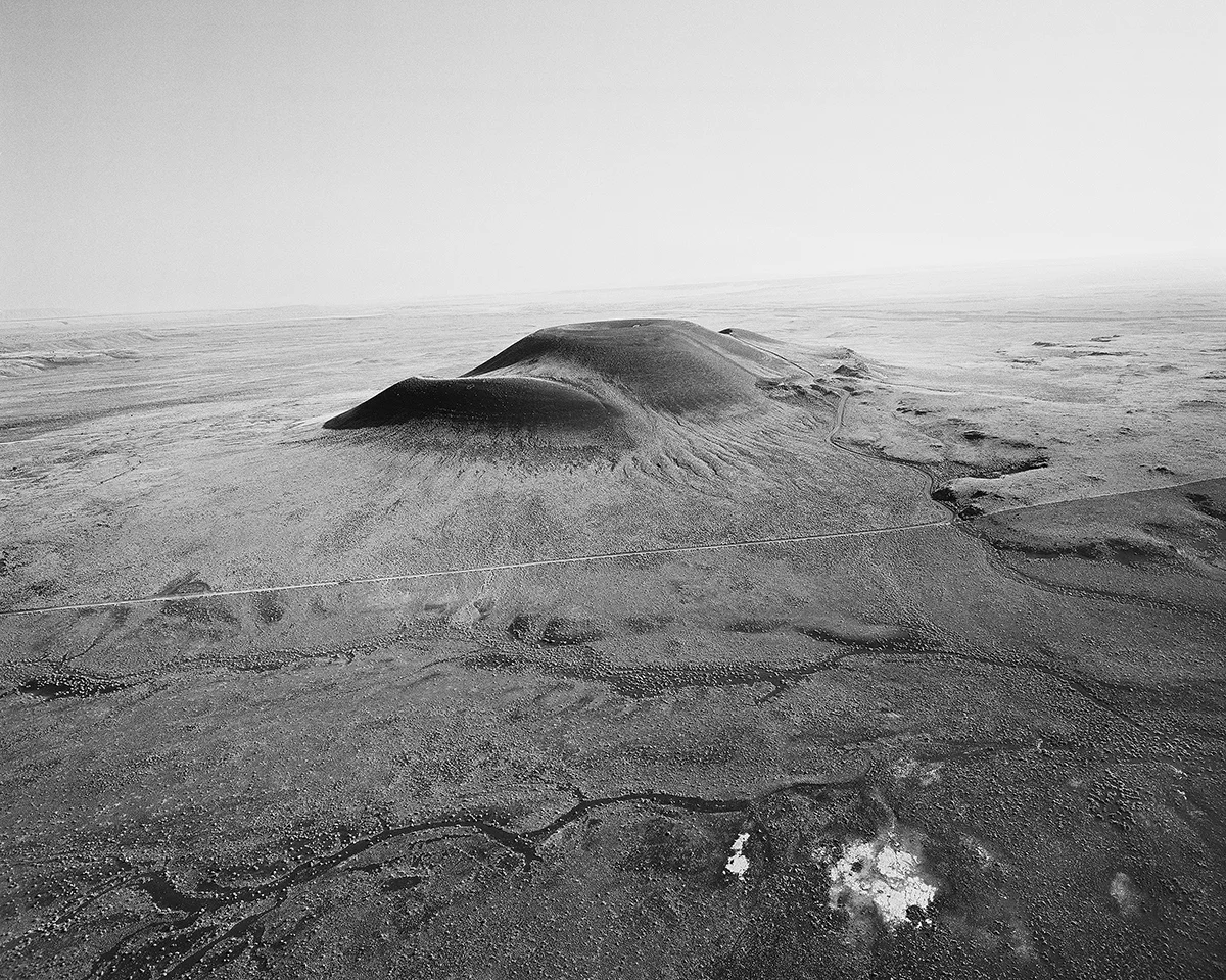 06. Roden Crater With Pickup Truck Looking North, Near Grand Falls, Little Colorado River, AZ, 2011 From Roden Crater/Meteor Crater 07.07.11 ; dos-a-dos binding artist's book, 35"x44", ed. 10
24" x 30" pigment print, ed. 5
40" x 50" pigment print, ed. 5