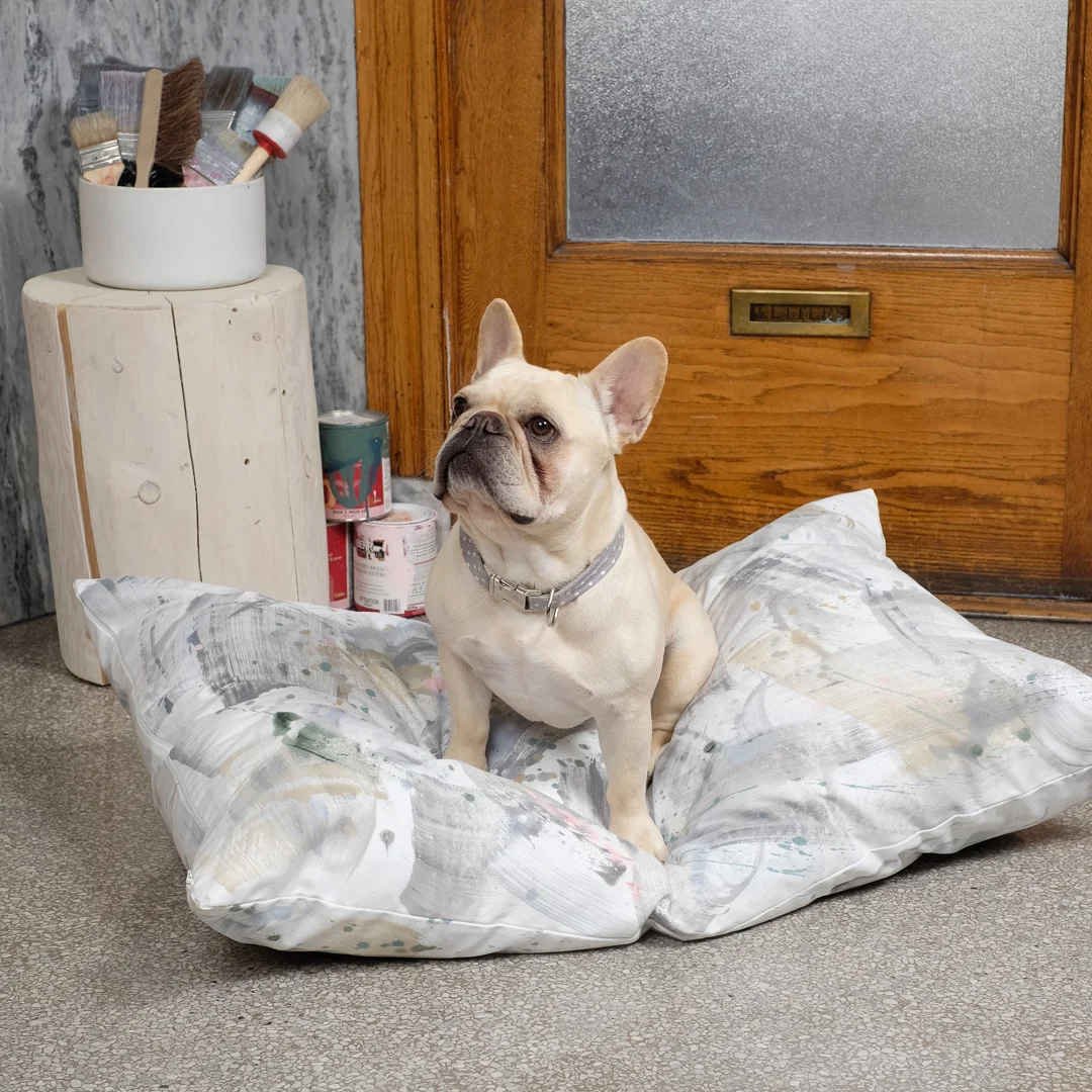 Dana-Mooney-Vancouver-Artist-Medium-Dogbed-Soft-Greys-Dog-Model
