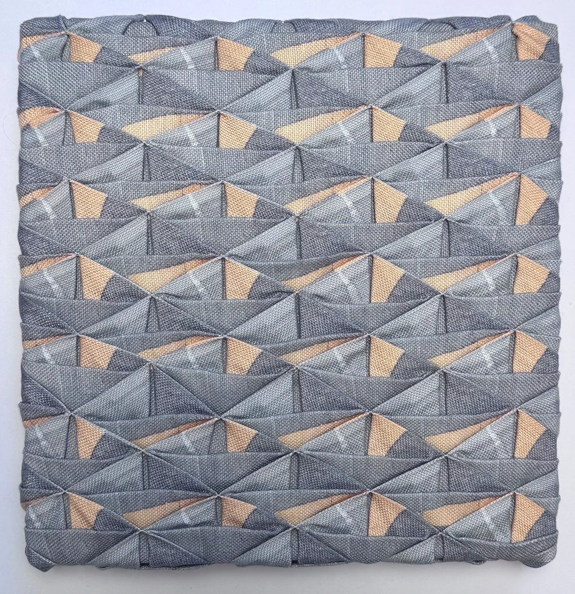 We Glimpsed a Golden Temple
Digital print on recycled linen look, hand smocked 25cm X 25cm X 5cm Joy in the Detail, 62 Group of Textile Artists, Crafts Study Centre, UCA, Farnham Surrey.