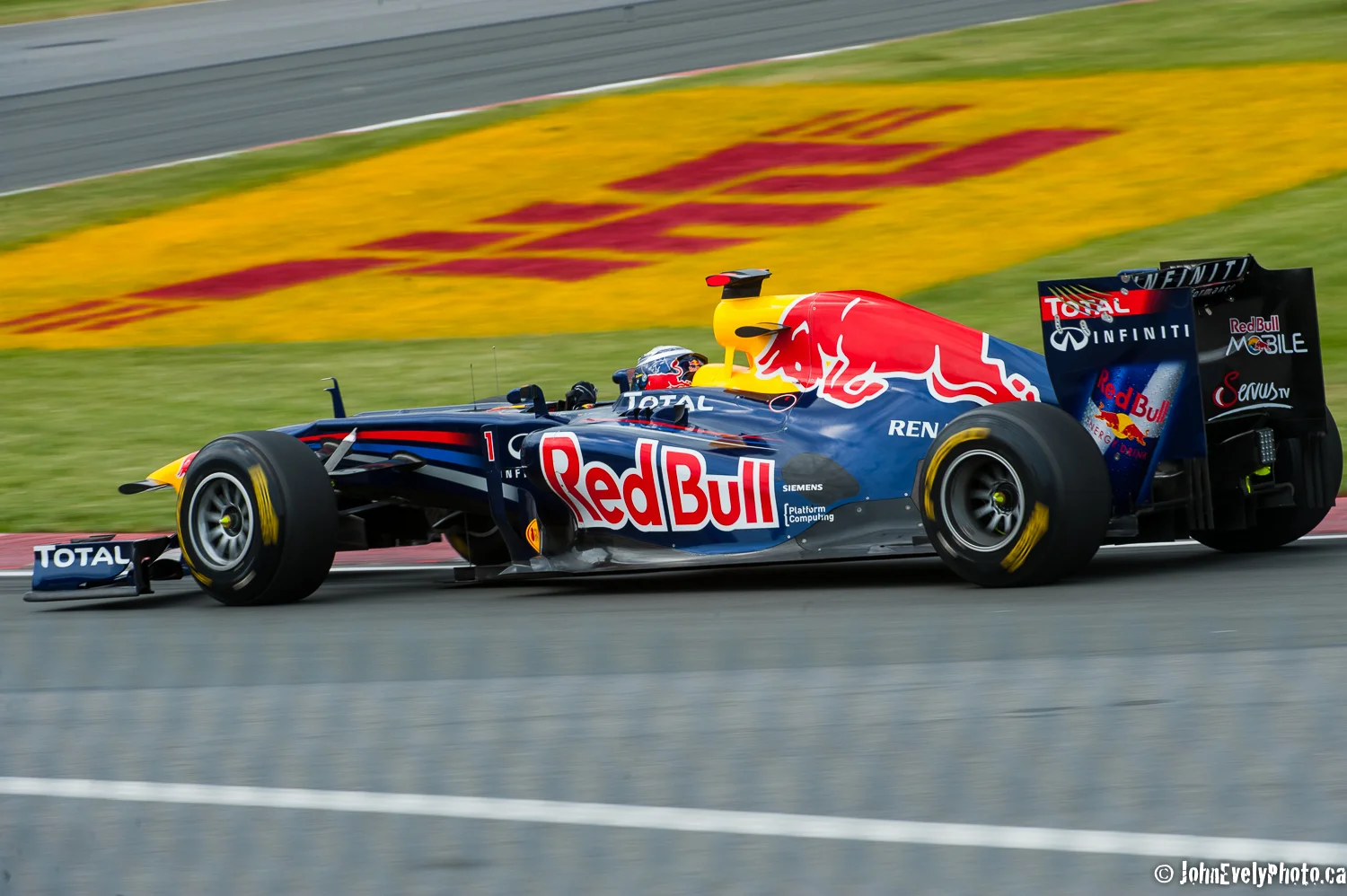 Sebastien Vettel enters turn two in Montreal.