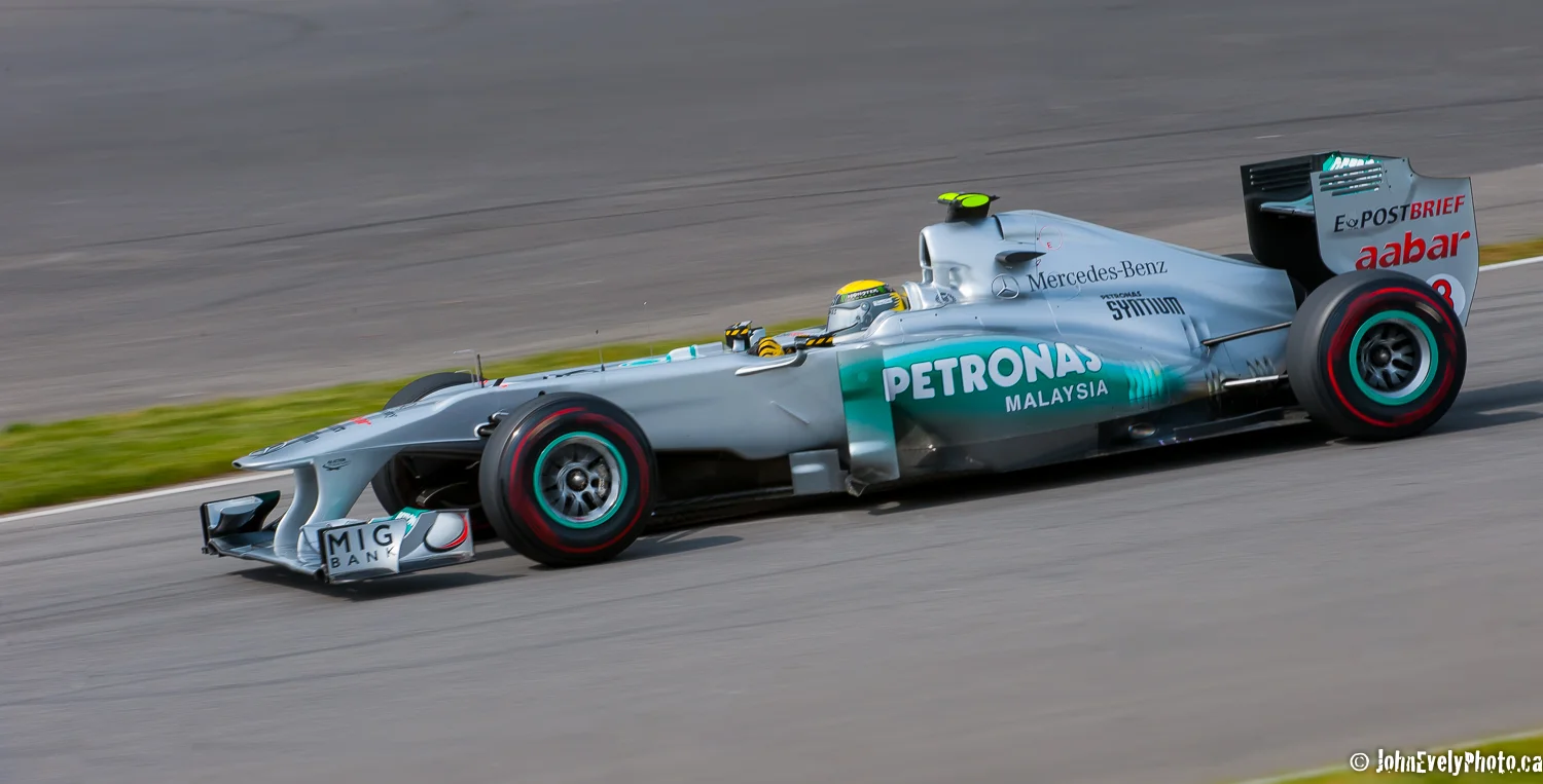 Nico Rosberg drives his Mercedes between turns one and two.