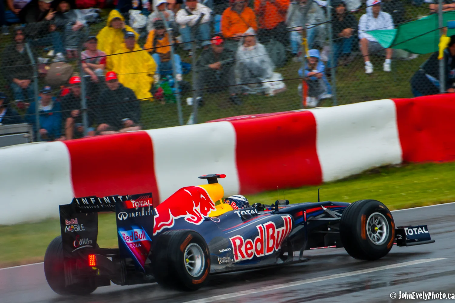 Seb Vettel accelerates out of turn two.
