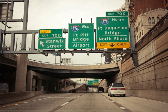 PHOTO CREDIT: Above photo was taken as we were about to get on Fort Pitt Bridge. Photography by Sarah Le for Reel-Scout, Inc. - all rights reserved. 