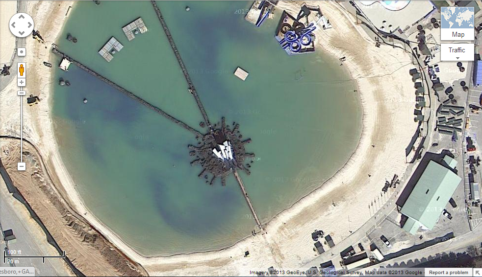 The water park at Clayton County International Park is the film location for the cornucopia scenes of Catching Fire - image via Google .