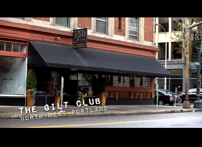 PHOTO CREDIT: Above screenshot of Portlandia’s “Farm” episode was filmed on location at The Gilt Club in Portland.