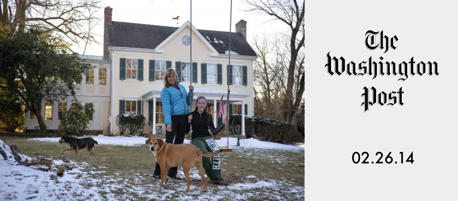 Diana Conway and her daughter Alexandra, 15, in front of their Potomac, Md., home, which was used as one of the film locations in Philomena. (Image via Washington Post.)