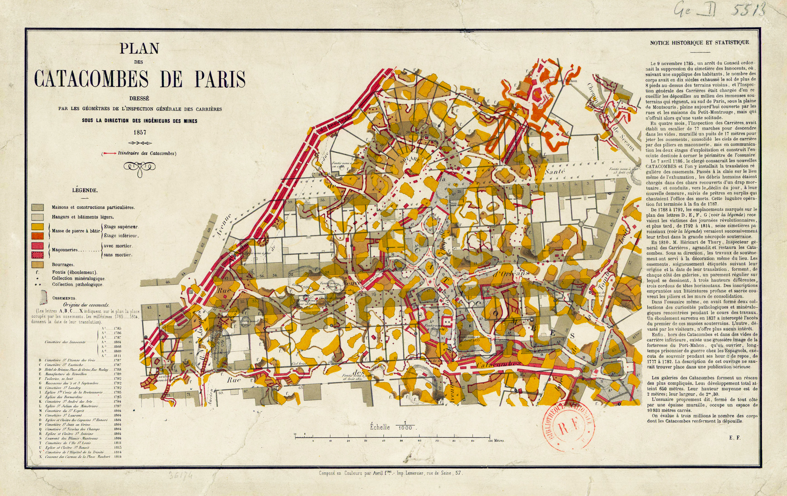 A map of the Catacombs underneath Paris, France - image via Google .