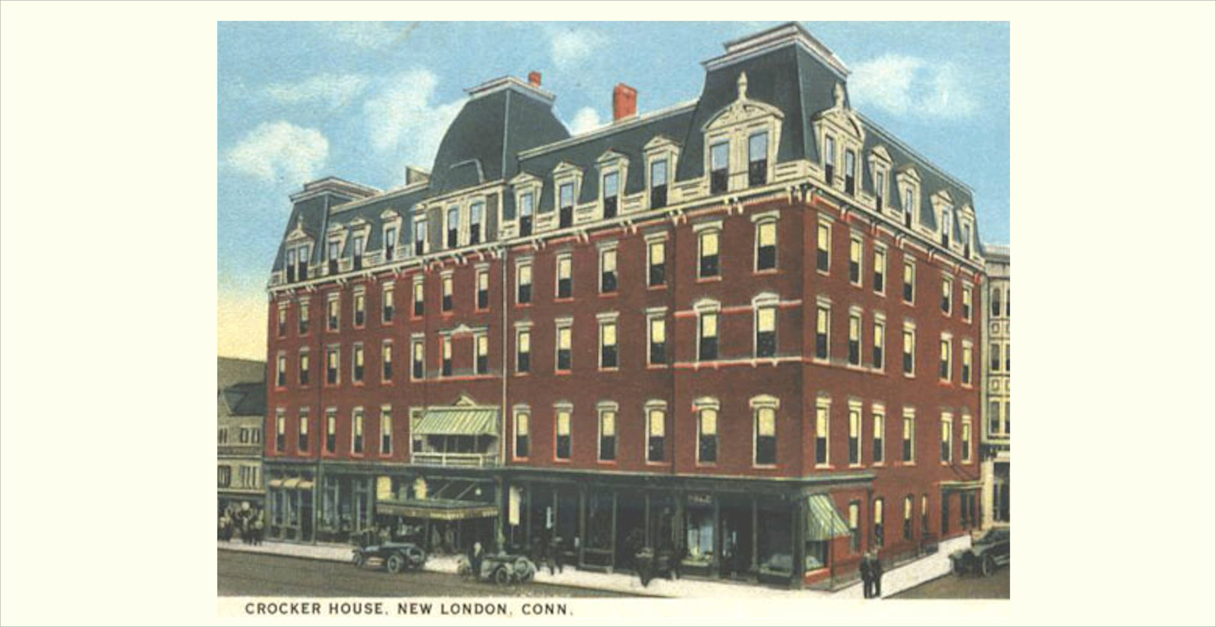 A vintage print of The Crocker House in New London, Connecticut - one of the film locations of The Missing Girl. Image via Google.