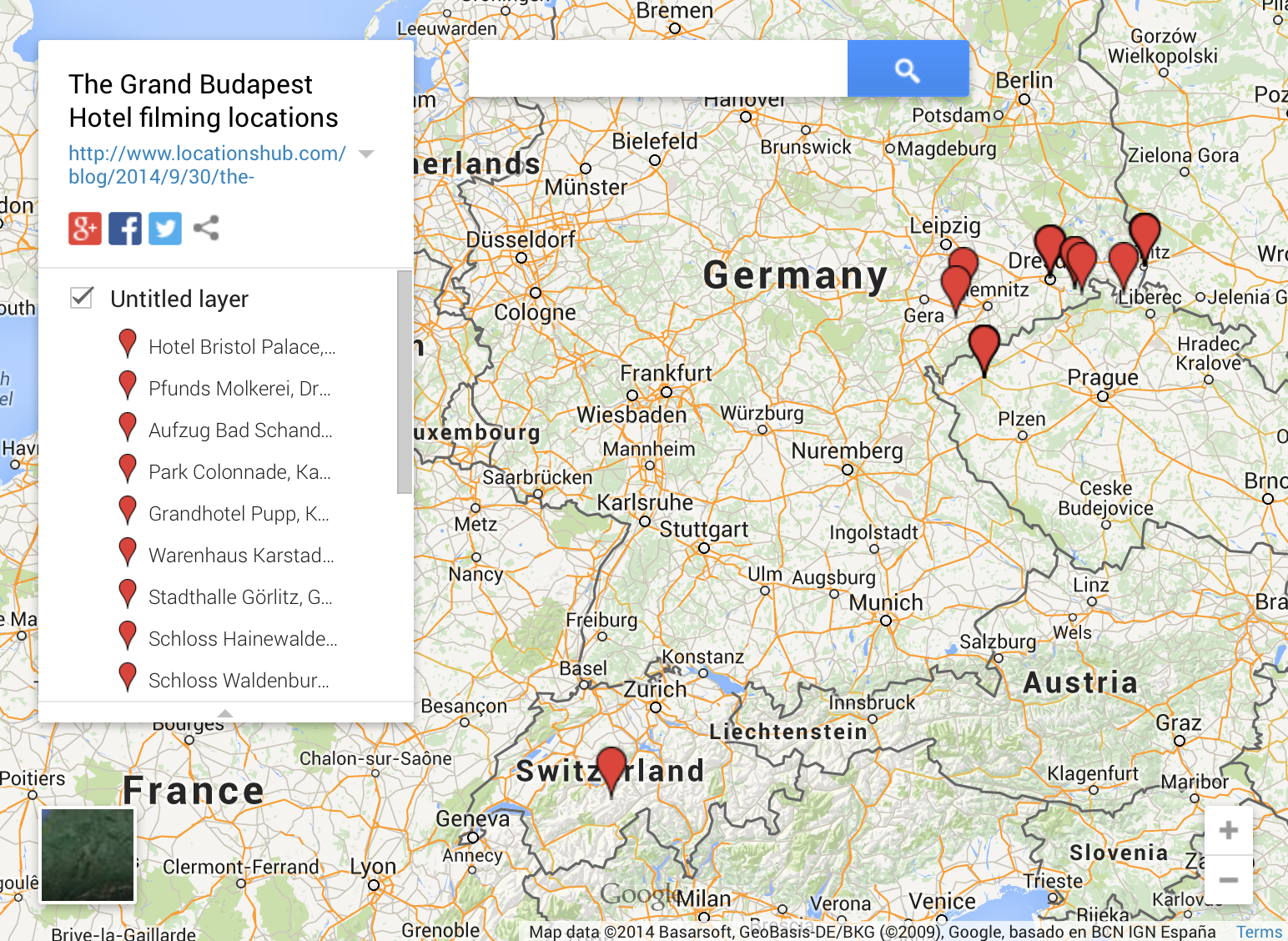 The film locations of The Grand Budapest Hotel