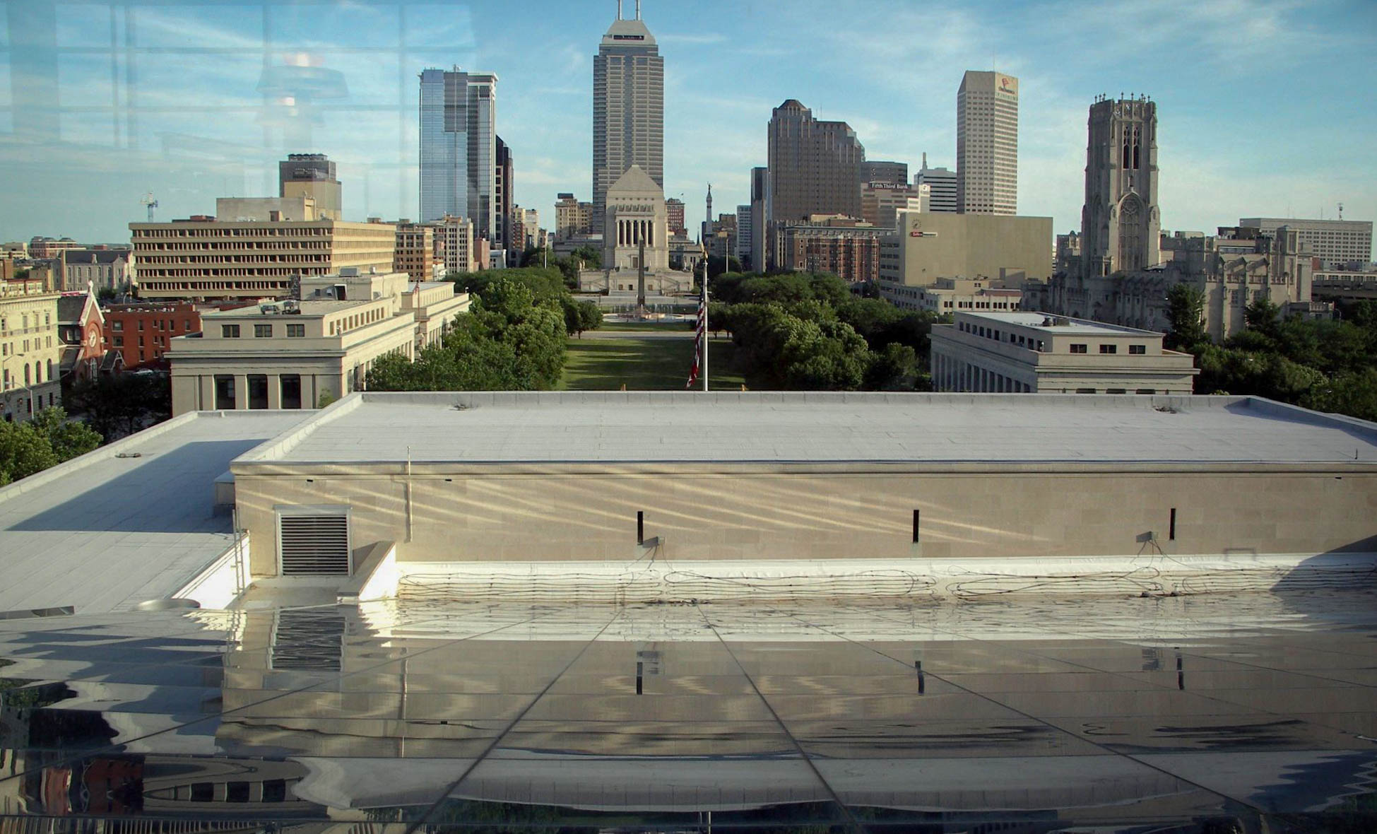 View of Indianapolis skyline from the Central Library - image via LocationsHub.com .
