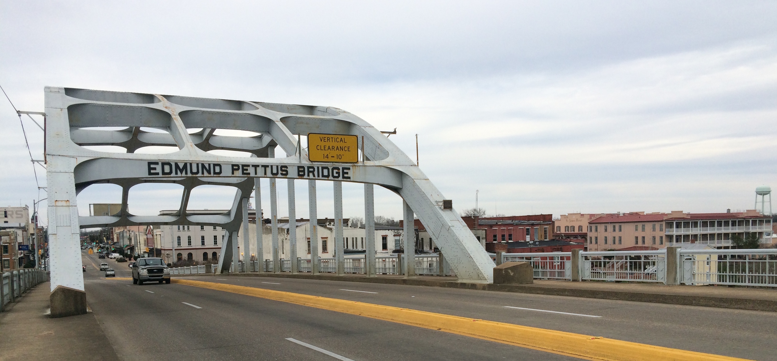 The historic Edmund Pettus Bridge, an important setting and film location for Selma - image via Google .