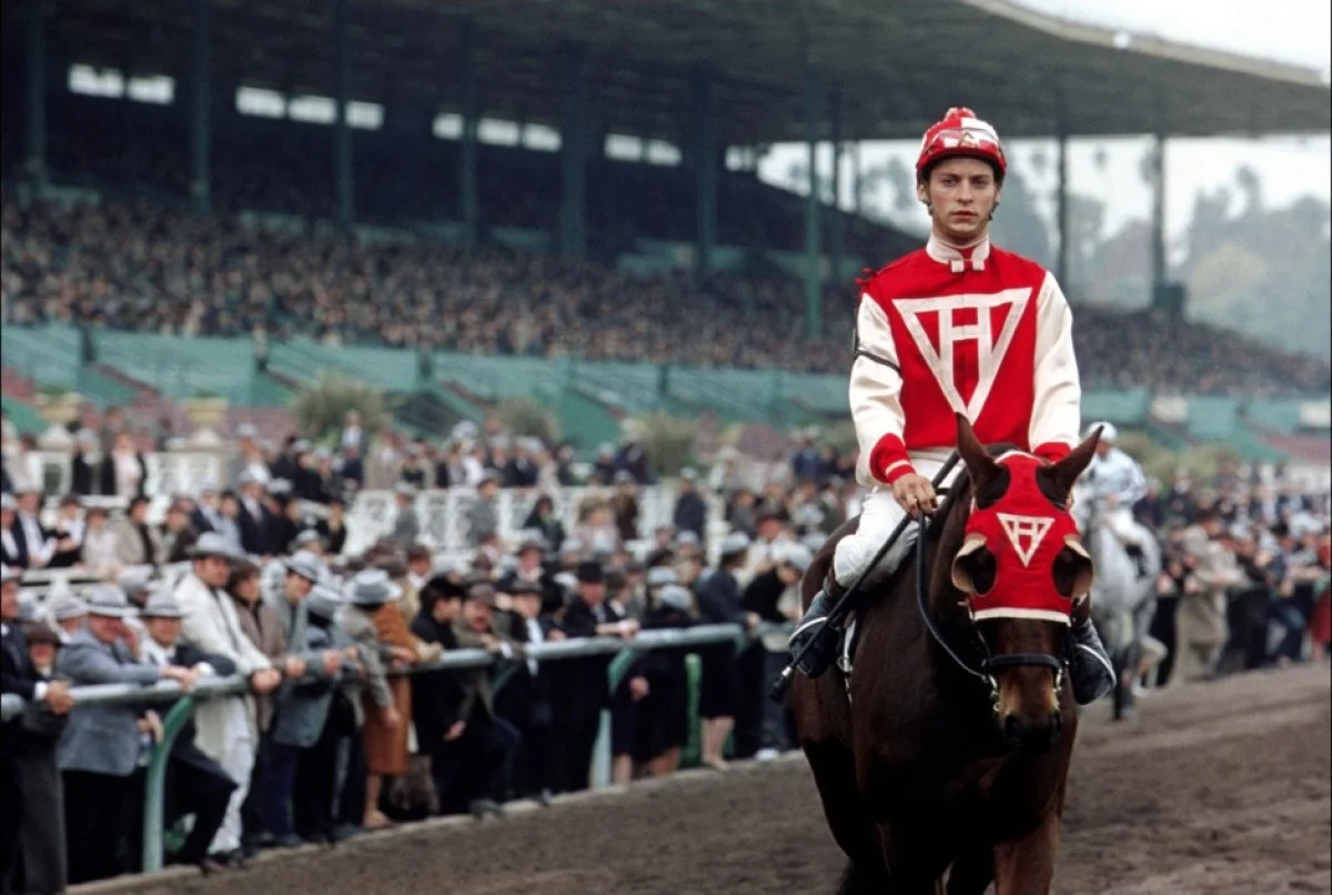 Production still of Seabiscuit, filmed at Keeneland Race Track in Kentucky - image via Google.