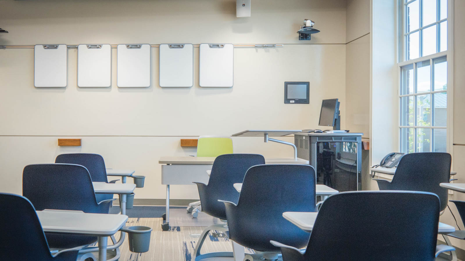 One of my favorite features in the classroom is the cupholder that comes with each student desk chair. Back in my college days, the school didn't even allow us to bring drinks to the classroom.