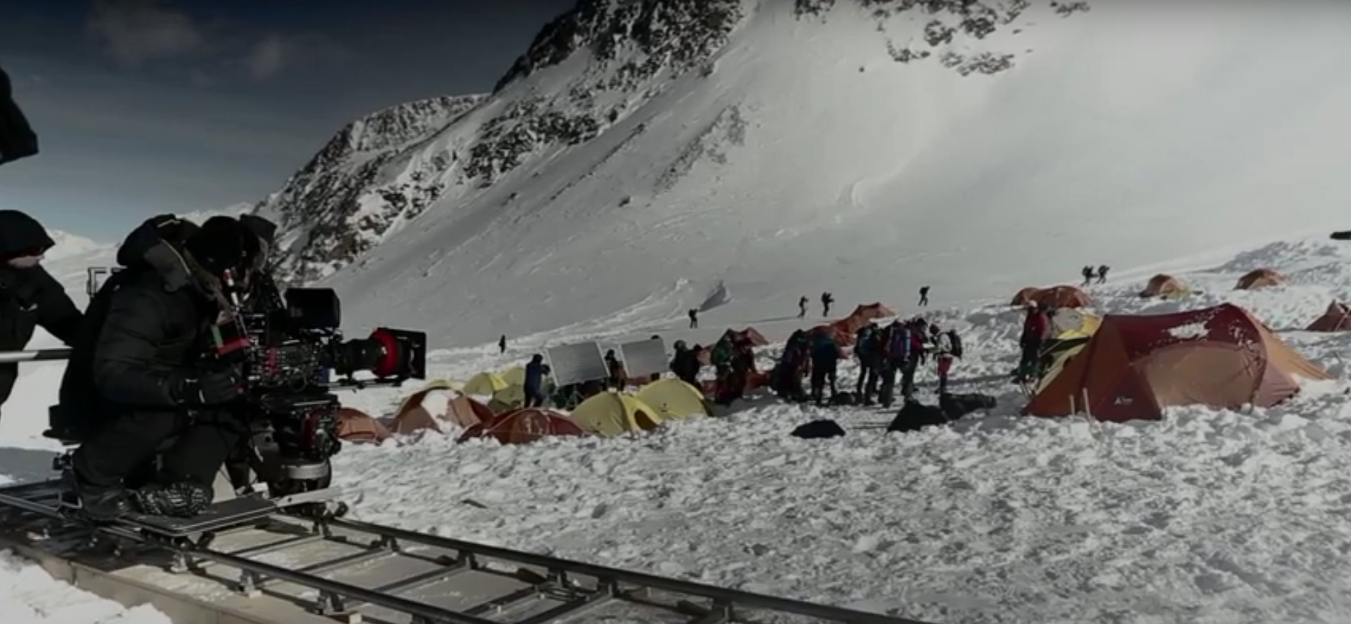 Behind-the-scene on the set of Everest - screenshot via YouTube .