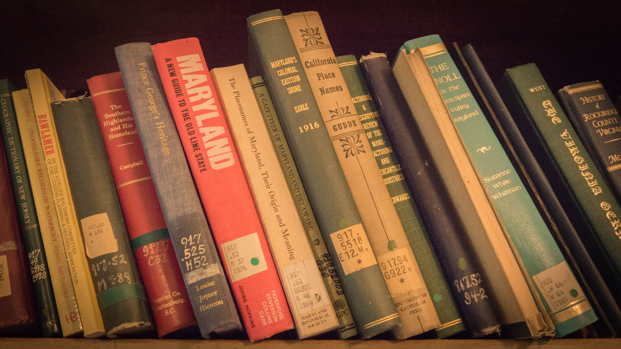 Maryland history books are among the volumes populating the shelves at the George Peabody Library.