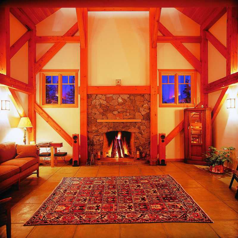 Modern Timber Frame Home - Fireplace