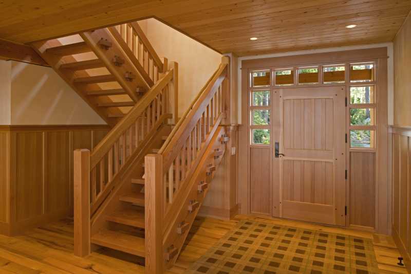 Modern Summer Home on Blakely Island - Timber Stairwell